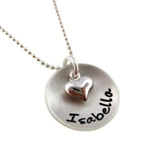 One Name With Puffy Heart - Sterling Silver..