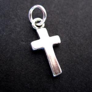 Cross Charm Pendant - Sterling Silver With..