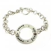Sterling Silver Washer Toggle Bracelet - Handstamped Jewelry