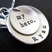 Military Wife Sterling Silver Necklace - Hand Stamped Sterling Silver Jewelry By Hannah Design