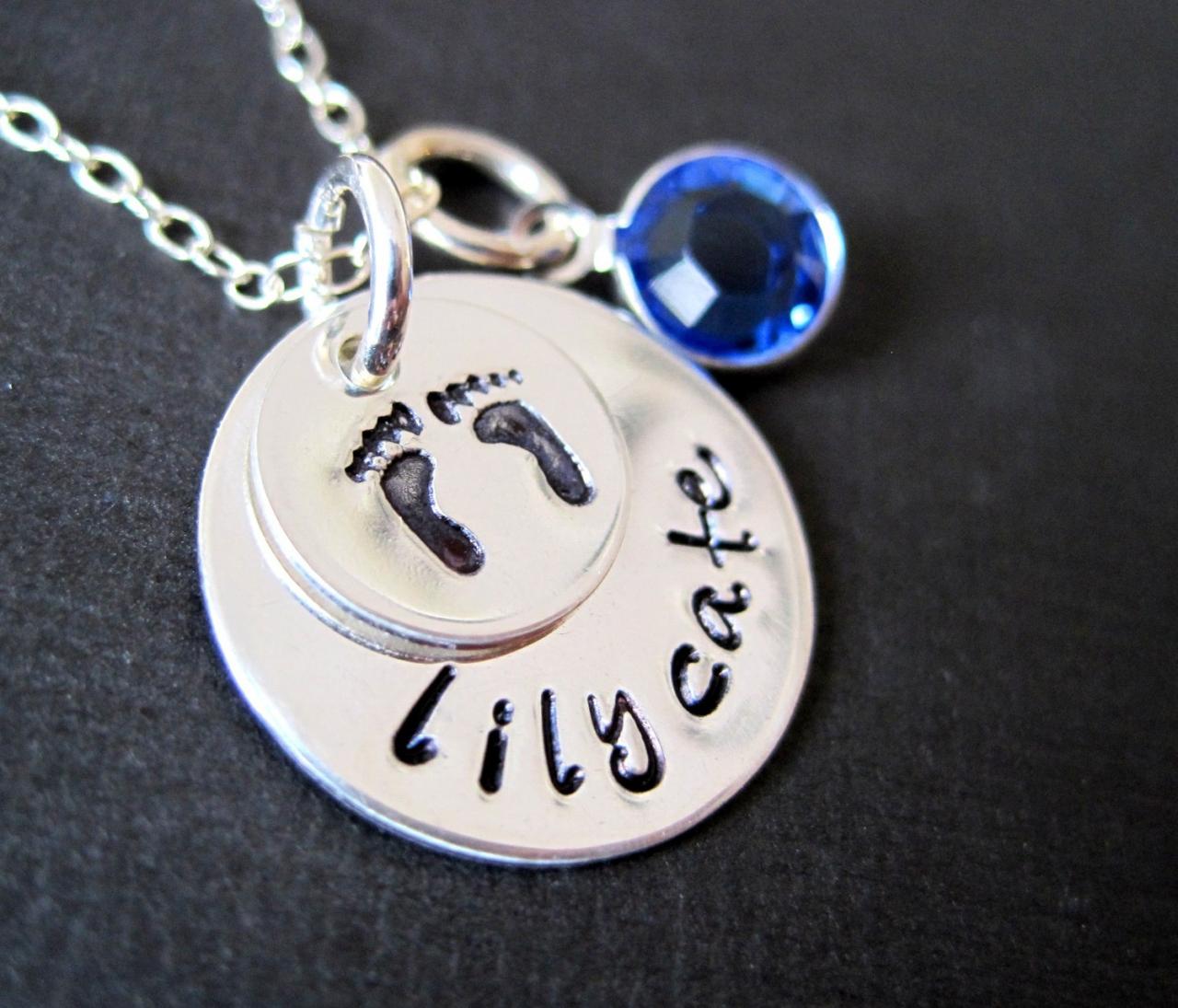 Hand Stamped Mommy Jewelry - Welcome Home Baby Necklace By Hannah Design