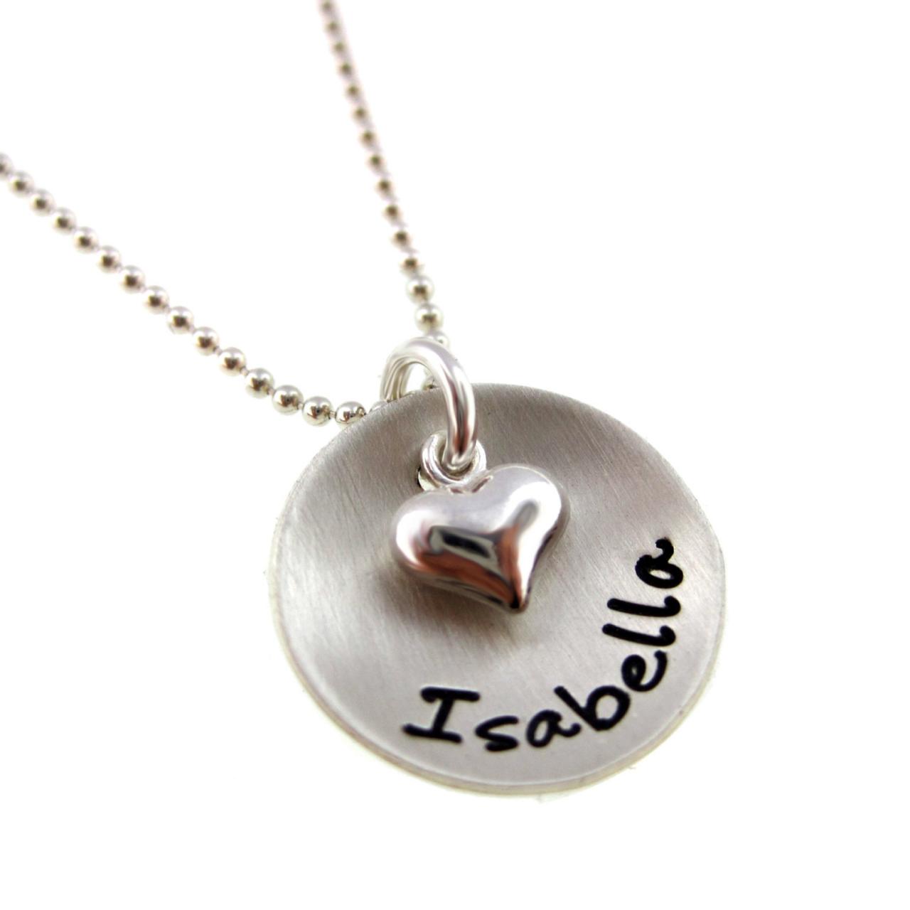 One Name With Puffy Heart - Sterling Silver Jewelry By Hannah Design