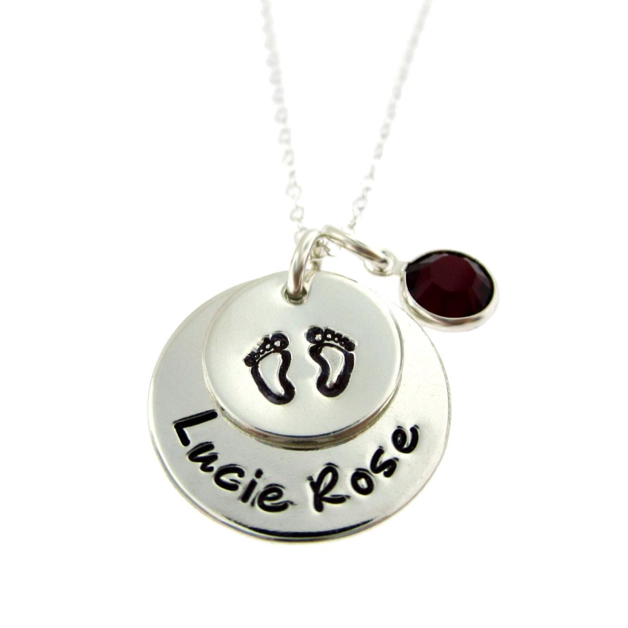 Hand Stamped Mommy Jewelry - Personalized Sterling Silver Necklace : Welcome Home Baby Necklace
