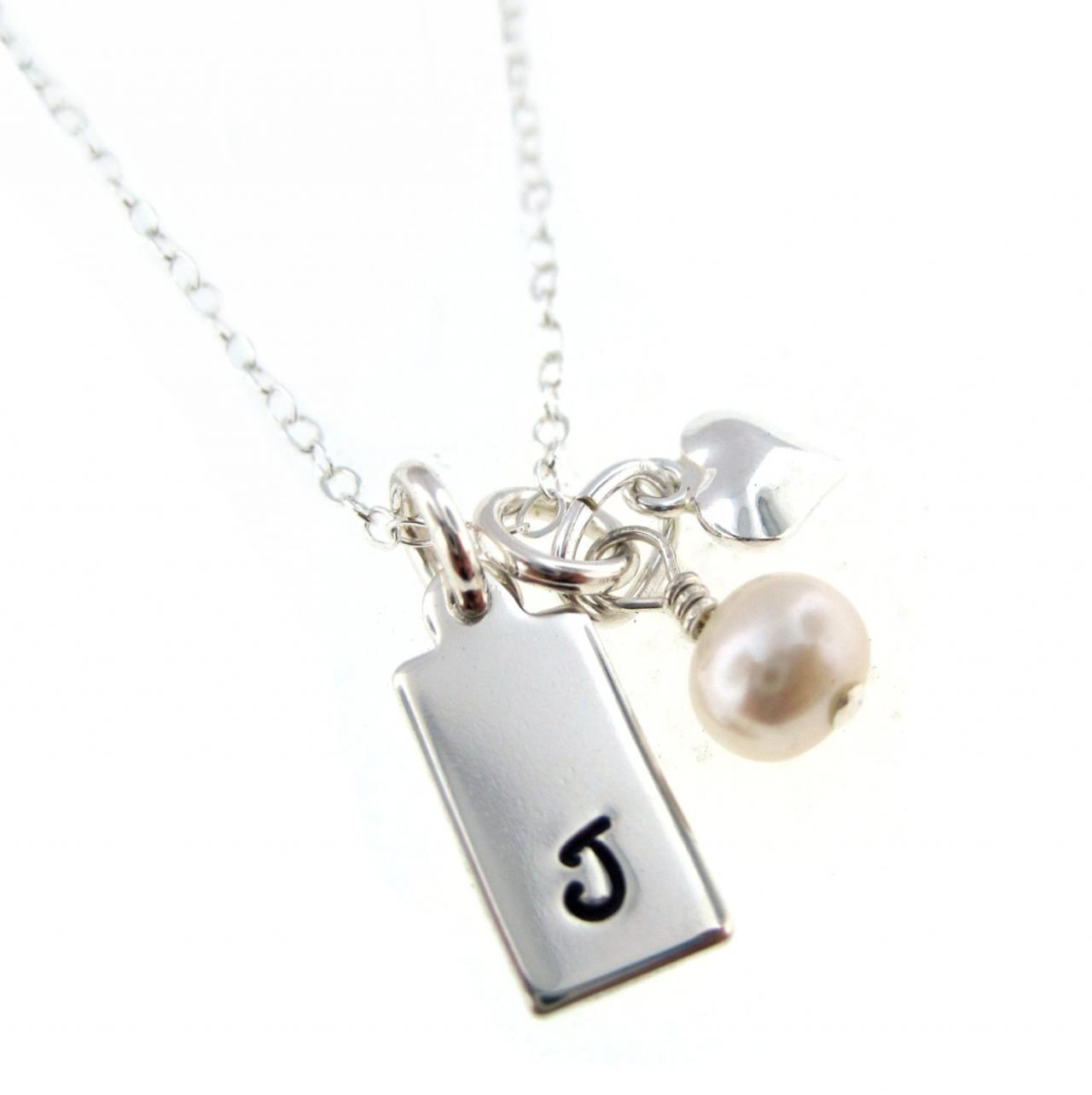 Simple And Elegant Personalized Initial Necklace - Sterling Silver Hand Stamped Jewelry By Hannah Design