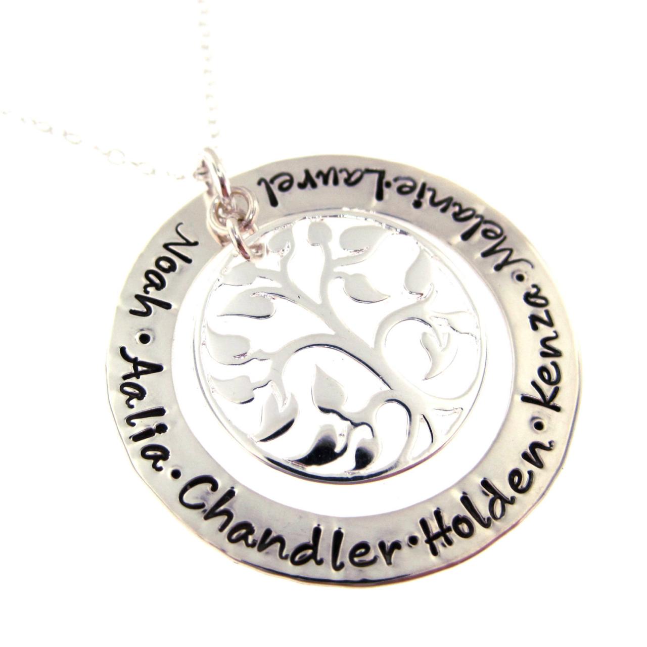 Hand Stamped Necklace - The Ultimate Tree Of Life Family Names -extra Large