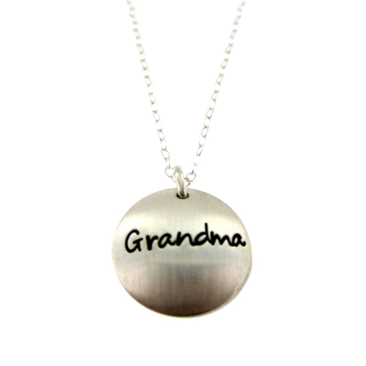 Proud Grandma Personalized Necklace - Secret Message On The Inside - Sterling Silver Hand Stamped Locket
