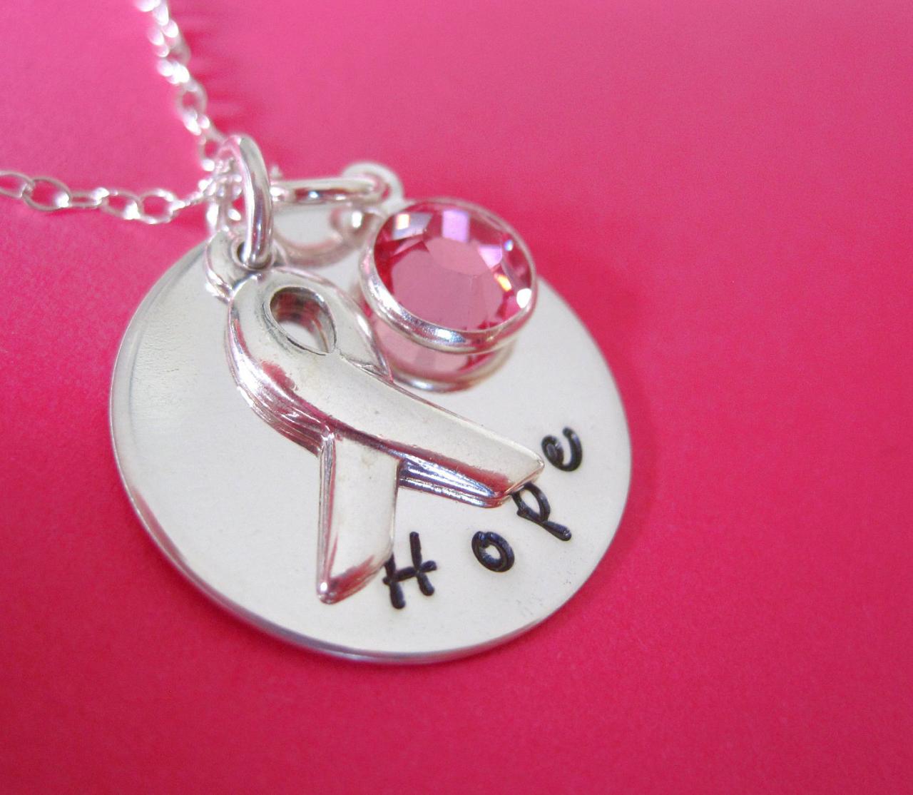 Awareness Ribbon Hand Stamped Necklace